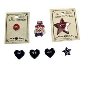 Mill Hill‎ Americana Patriotic Ceramic Buttons Lot of 7 Variety Stitching New